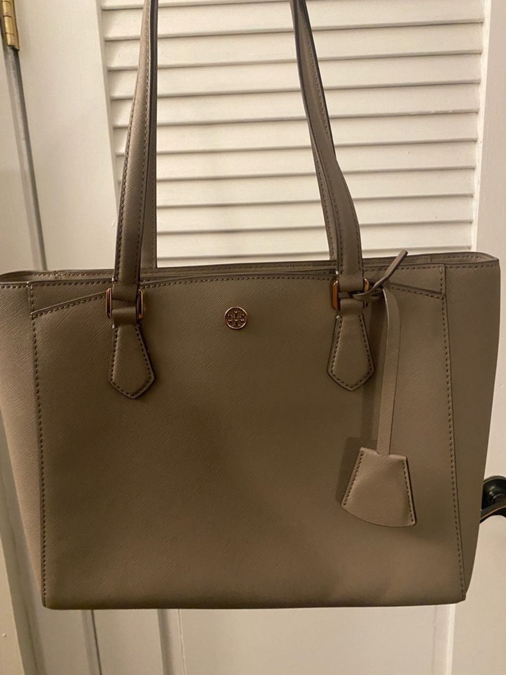 Tory Burch Taupe Saffiano Leather Tote